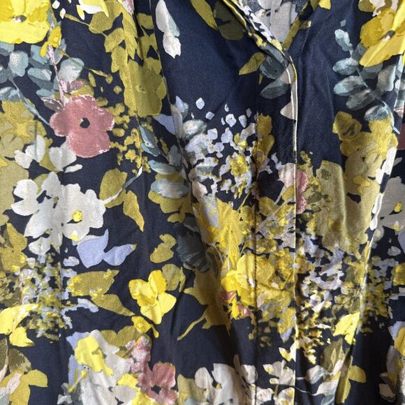 J. Jill Shirt Womens Blue Floral Long Sleeve Button Up Blouse Size XL Preowned - Picture 5 of 12